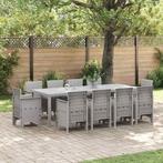 vidaXL Tuin Eettafel Set 11 pcs Lichtgrijs Polypropyleen, Verzenden