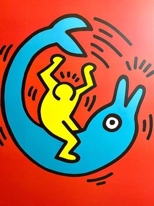Keith Haring (after) - Dolphin Button (1989) - Jaren 1990, Antiek en Kunst, Kunst | Designobjecten