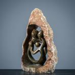 Statue, Familiebeeld vier personen - 200 mm - Serpentine, Antiek en Kunst