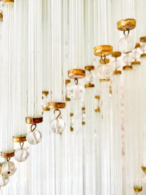 Kroonluchter - Messing - Boheemse spiraalkristal, Antiek en Kunst, Antiek | Verlichting