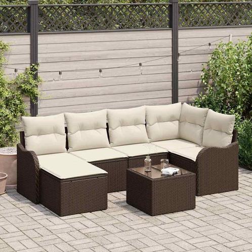 vidaXL 6-delige tuinsofa set met kussens in grijs poly, Tuin en Terras, Tuinsets en Loungesets, Nieuw, Verzenden