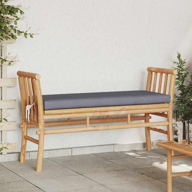 vidaXL Tuinbank met kussen Bruin 110 x 38 x 65cm Bamboe, Tuin en Terras, Tuinsets en Loungesets, Nieuw, Verzenden