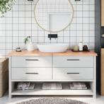 vidaXL Wastafelblad 160x50x(2-4) cm behandeld massief hout, Huis en Inrichting, Keuken | Keukenelementen, Verzenden, Nieuw