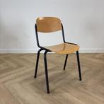 schoolstoel / kantinestoel zithoogte 44 cm, blauw - beuken, Huis en Inrichting, Stoelen, Gebruikt, Blauw, Hout, Eén