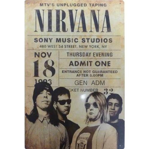 Wandbord reclamebord schild Nirvana Unplugged concertbord, Verzamelen, Retro, Huis en Inrichting, Verzenden