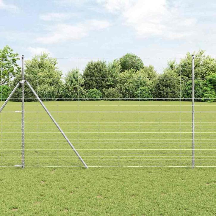 vidaXL Weidehekwerk Zilver 25 x 1.6 m Gegalvaniseerd staal, Tuin en Terras, Tuinhekken en Hekwerk, Nieuw, Verzenden
