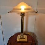 Tafellamp - Corinthische zuil - brons. koper. - Art deco.