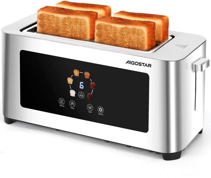 Aigostar Broodrooster lange sleuf - Toaster - LED Display -, Huis en Inrichting, Woonaccessoires | Overige, Verzenden