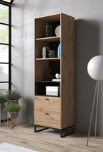 Boekenkast Ozzy - Eiken - Zwart - 60 cm, Huis en Inrichting, Kasten | Boekenkasten, Nieuw, 50 tot 100 cm, 25 tot 50 cm, Verzenden
