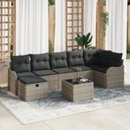 vidaXL 8-delige tuinbankset met kussens - Grijs Poly Rattan, Tuin en Terras, Verzenden, Nieuw