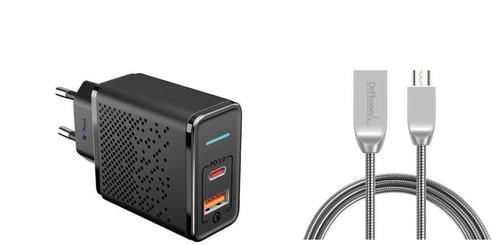 DrPhone HALOM1 - 18W snellader + Metalen Micro USB Kabel -, Computers en Software, Pc- en Netwerkkabels, Nieuw, Verzenden