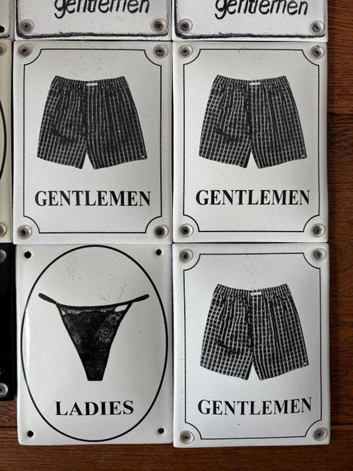 Set van 9 emaille toiletborden – “Gentlemen & Ladies” – ca., Antiek en Kunst, Curiosa en Brocante