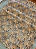 Groen gesmoord stof met Art Déco patroon in goud, vintage, Antiek en Kunst