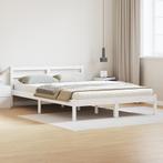 vidaXL Bed Frame met Hoofdbord Wit 160x220 cm Massief Hout, Huis en Inrichting, Slaapkamer | Bedden, Verzenden, Nieuw