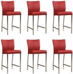 Set van 6 Leren barstoel laag - Echt leer, Modern,, Huis en Inrichting, Stoelen, Nieuw, Vijf, Zes of meer stoelen, Modern, Leer