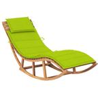 vidaXL Chaise longue à bascule avec coussin Bois de teck, Jardin & Terrasse, Verzenden, Neuf