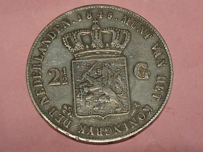 Nederland. Willem II. 2 1/2 Gulden 1845 (Zonder, Postzegels en Munten, Munten | Nederland