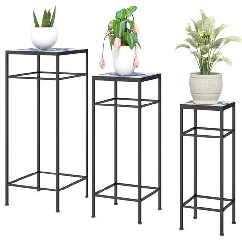 TRUUSK 3-delige Plantenstandaard - 71 cm hoog - Metaal - 3 v, Tuin en Terras, Bloembakken en Plantenbakken, Verzenden