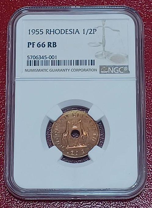 Rhodesië, Rhodesië en Nyasaland, Zimbabwe, Zuid-Afrika. 1/2, Postzegels en Munten, Munten | Europa | Niet-Euromunten