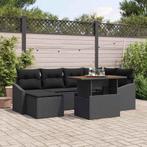 vidaXL Tuin Eettafel Set met kussen 7 pcs Zwart en Bruin, Tuin en Terras, Verzenden, Nieuw