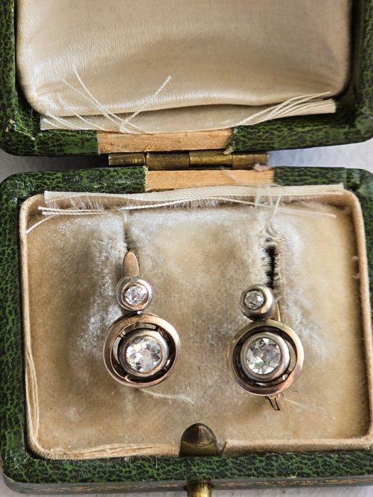 Boucles doreilles cerceau - 18 carats Or rose - Diamant, Handtassen en Accessoires, Antieke sieraden