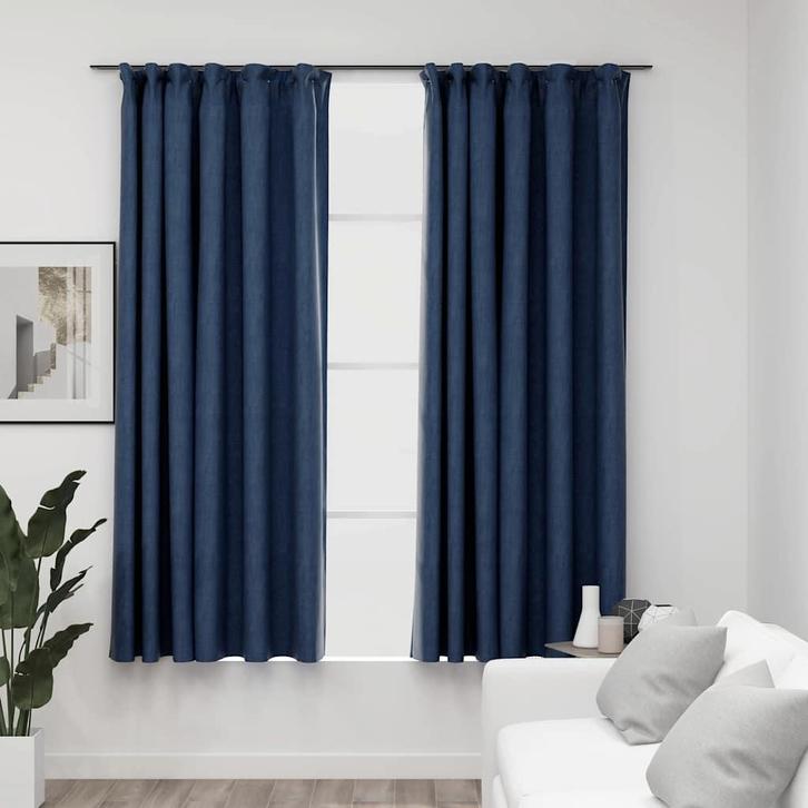 vidaXL Gordijnen linnen-look verduisterend haken 2 st, Huis en Inrichting, Stoffering | Gordijnen en Lamellen, Nieuw, Verzenden