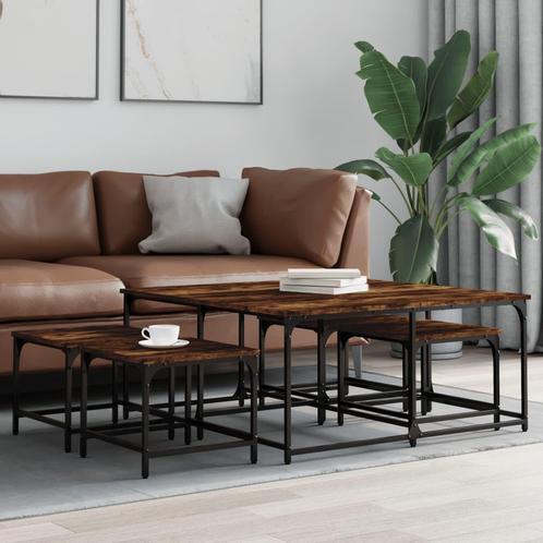 vidaXL 5-delige Tafeltjesset bewerkt hout gerookt, Huis en Inrichting, Tafels | Salontafels, Nieuw, Verzenden
