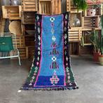 Blauw Berber Boucherouite-tapijt - Ecovriendelijk Marokkaans