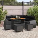 vidaXL Tuinbank Set 9 pcs Zwart poly rattan, Tuin en Terras, Tuinsets en Loungesets, Verzenden, Nieuw