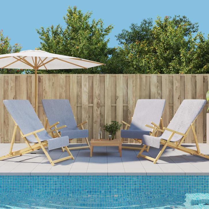 vidaXL Strandhanddoeken 4 st 400 g/m² 60x135 cm stof grijs, Huis en Inrichting, Badkamer | Badtextiel en Accessoires, Nieuw, Verzenden