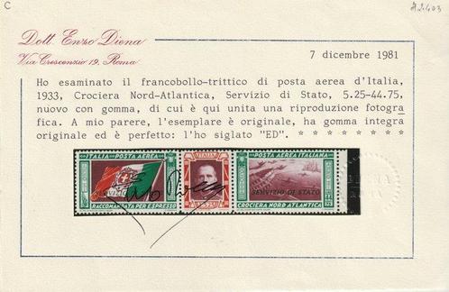 Royaume d’Italie 1933 - Service aérien Trittico Balbo 50 l., Postzegels en Munten, Postzegels | Europa | Italië