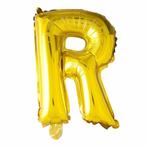 Folie Ballon Letter R Goud 41cm met Rietje, Hobby en Vrije tijd, Nieuw, Verzenden