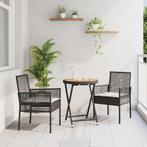 vidaXL Tuin Bistro Set 3 pcs Zwart Poly rattan, Tuin en Terras, Verzenden, Nieuw