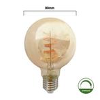 LED Filament Globe lamp amber spiraal 80mm 4 Watt Dimbaar, Nieuw, E27 (groot), Verzenden