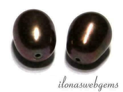 Zoetwaterparels 1 paar half doorboord ca. 9x7mm, Hobby & Loisirs créatifs, Fabrication de Perles & Bijoux, Envoi