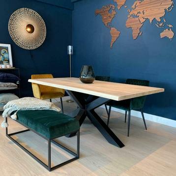 Eikenhouten eettafel boomstam effect 4cm inclusief onderstel