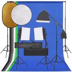 vidaXL Fotostudioset met verlichtingsset, achtergrond en, Audio, Tv en Foto, Fotografie | Fotostudio en Toebehoren, Verzenden