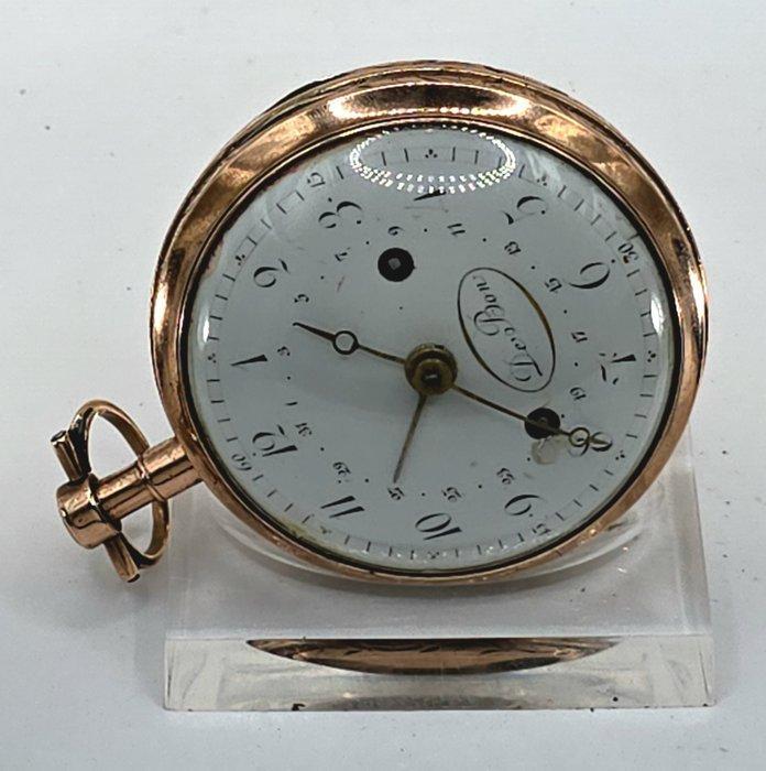 De Bon Paris - 8K Spindeluhr - Emailleziffernblatt -, Handtassen en Accessoires, Horloges | Heren