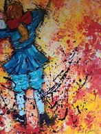 Christiane Guerry (1948) - Violoniste bleu sur fond rouge et