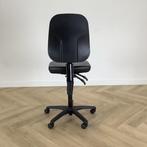 Tweedehands werkplaats verstelbare stoel, zwart skai leder, Huis en Inrichting, Bureaustoelen, Ergonomisch, Gebruikt, Zwart, Bureaustoel