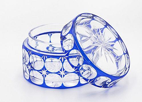 Otto Prutscher-Wiener Werkstadt Faceted Cobalt Crystal Glass, Antiek en Kunst, Kunst | Designobjecten
