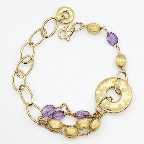 Armband - 18 karaat Geel goud -  5.00ct. tw. Amethist, Handtassen en Accessoires, Antieke sieraden