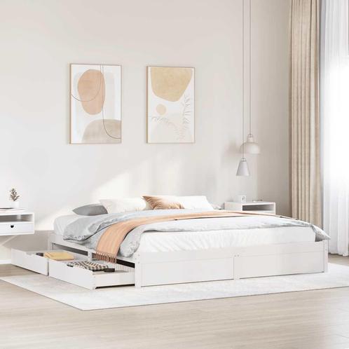vidaXL Bedframe zonder matras massief grenenhout wit 200x200, Huis en Inrichting, Slaapkamer | Bedden, Nieuw, Verzenden