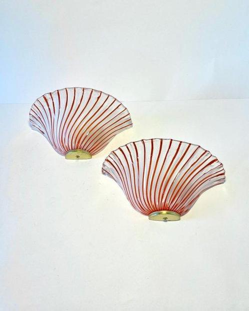 Wandlamp (2) - ROOD - Muranoglas - FILIGRANA MURANO LAMPEN, Antiek en Kunst, Antiek | Verlichting