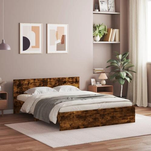 vidaXL Bedframe met hoofdeinde gerookt eikenkleurig 140x200, Huis en Inrichting, Slaapkamer | Bedden, Nieuw, Verzenden