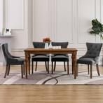 vidaXL Eetkamerstoelen 4 st stof grijs, Huis en Inrichting, Stoelen, Verzenden, Nieuw