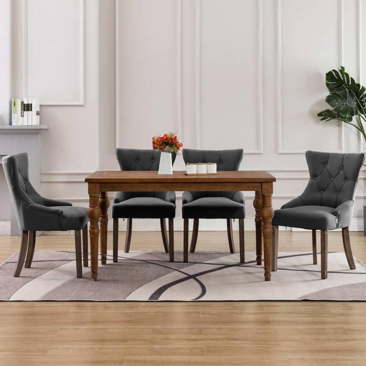 vidaXL Eetkamerstoelen 4 st stof grijs, Huis en Inrichting, Stoelen, Nieuw, Verzenden