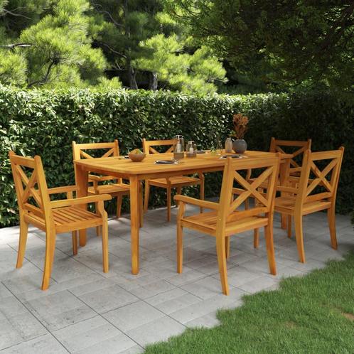 vidaXL 7-delige Tuinset massief acaciahout, Tuin en Terras, Tuinsets en Loungesets, Tuinset, Nieuw, Verzenden