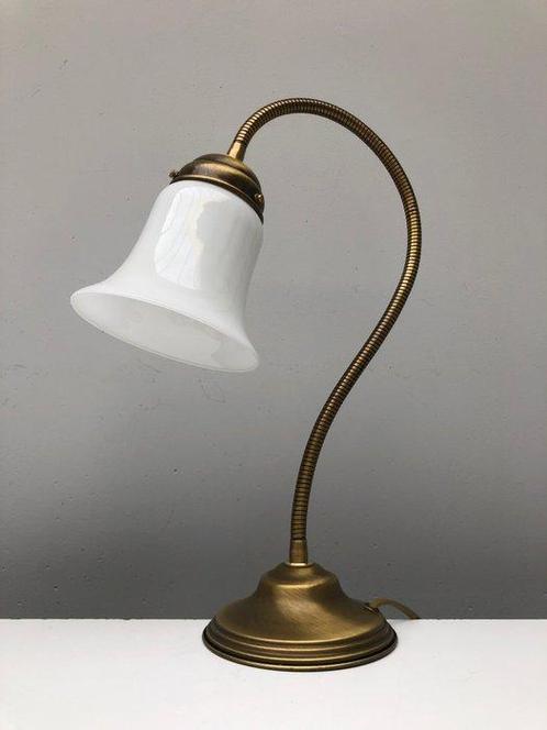 Bureaulamp - Glas, Messing, Antiek en Kunst, Curiosa en Brocante