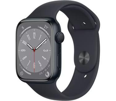 Apple Watch Series 8 45mm Midnight Sportband Zwart Zwart..., Telecommunicatie, Mobiele telefoons | Apple iPhone, Gebruikt, Ophalen of Verzenden